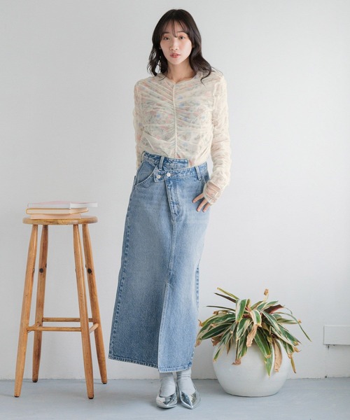 LOWRYS FARM（ローリーズファーム）の「ＣＯＮＥ／アシメタイトスカート　252608（スカート・レディース・グレー/ブラック/ブルー・MEDIUM/LARGE）」の6枚目の写真