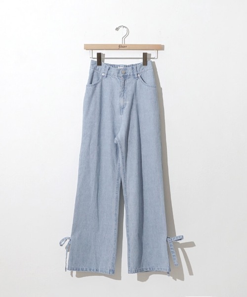 flower（フラワー）の「リボンバギーパンツ（デニムパンツ・レディース・ブラック/ブルー・SMALL/MEDIUM）」の8枚目の写真