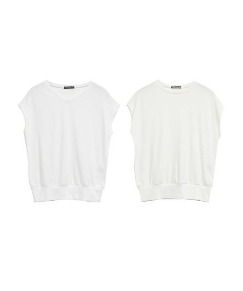 aquagarage(アクアガレージ)の「2タイプから選べるカットソー VネックorUネック(Tシャツ/カットソー・レディース・ブラック/ホワイト/グレイッシュブルー/ベージュ・LL2/LL1/M2/L2/S2/S1/L1/M1)」の7枚目の写真