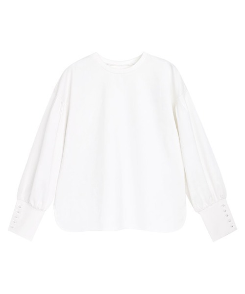 Pierrot(ピエロ)の「パールボタンボリュームスリーブカットソー(Tシャツ/カットソー・レディース・ブラック/ネイビー/グレイッシュベージュ/オフホワイト・M/L)」の13枚目の写真