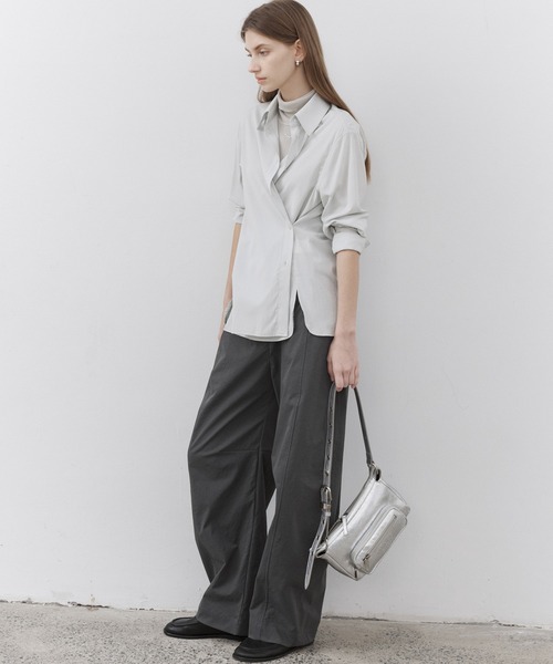 tageechita（タジチタ）の「【tageechita】2WAY リネン混シャツ（シャツ/ブラウス・レディース・ライトグレー/ネイビー/オフホワイト・S/M/L）」の7枚目の写真