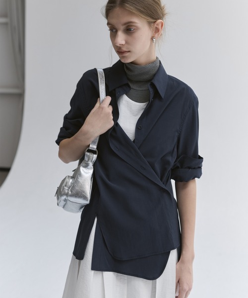 tageechita（タジチタ）の「【tageechita】2WAY リネン混シャツ（シャツ/ブラウス・レディース・ライトグレー/ネイビー/オフホワイト・S/M/L）」の10枚目の写真