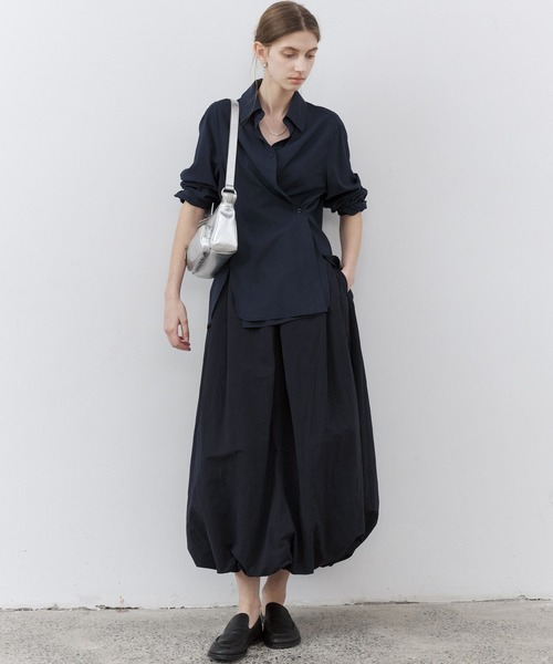 tageechita（タジチタ）の「【tageechita】2WAY リネン混シャツ（シャツ/ブラウス・レディース・ライトグレー/ネイビー/オフホワイト・S/M/L）」の11枚目の写真