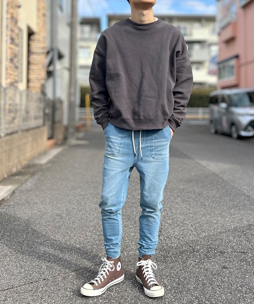 BEATJIVE(ビートジャイブ)の「カットデニムジョガーパンツ スリム スキニーパンツ ストレッチ イージーパンツ メンズ ヴィンテージ加工(デニムパンツ・メンズ・ブルー/ネイビー/インディゴブルー/ライトブラック/ブラック・2/3/1)」の9枚目の写真