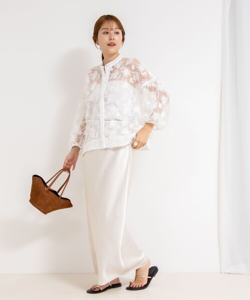 NOLLEY’S(ノーリーズ)の「◇【WEB限定】デザインサテンバイアスタイトスカート(スカート・レディース・ブラック/アイボリー・38/36)」の6枚目の写真