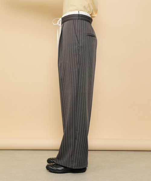en CAnAF(エンカナフ)の「ピンストライプ ダブルウエストパンツ(スラックス・レディース・ベージュ/ブラック/チャコールグレー・M)」の15枚目の写真