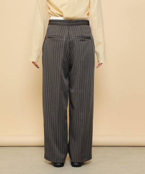 en CAnAF(エンカナフ)の「ピンストライプ ダブルウエストパンツ(スラックス・レディース・ベージュ/ブラック/チャコールグレー・M)」の16枚目の写真