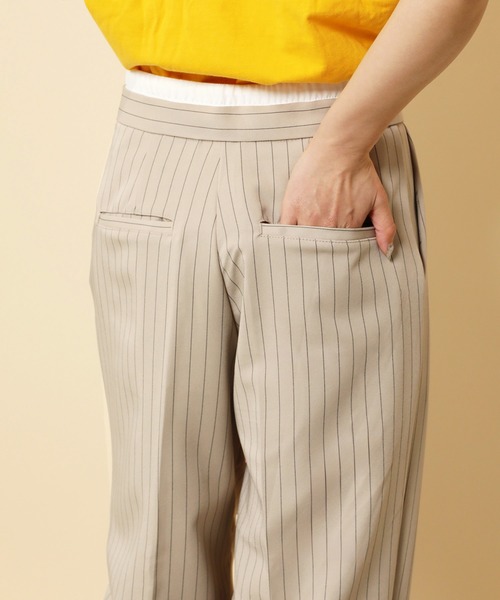 en CAnAF(エンカナフ)の「ピンストライプ ダブルウエストパンツ(スラックス・レディース・ベージュ/ブラック/チャコールグレー・M)」の11枚目の写真