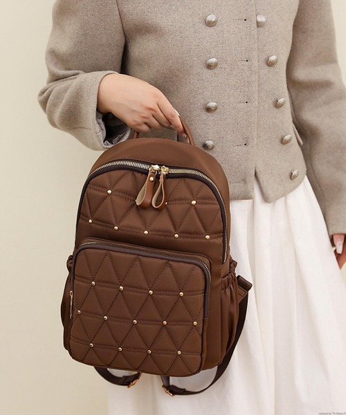 VIBGYOR（ヴィブジョー）の「Liaa/ストーンドット柄 リュック A18544（バックパック/リュック・レディース・ブラック/ベージュ/ブラウン・FREE）」の10枚目の写真