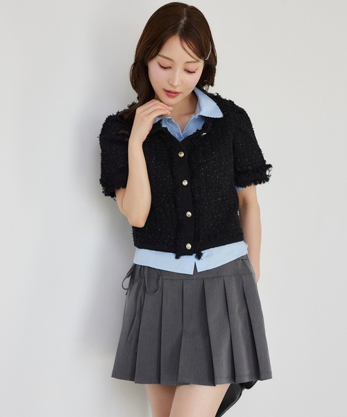 one after another NICE CLAUP（ワンアフターアナザーナイスクラップ）の「【サイズ展開あり】リボンプリーツミニスカート（スカート・レディース・杢グレー/オフホワイト/ブラック/ブラウン/ネイビー・MEDIUM/SMALL）」の21枚目の写真