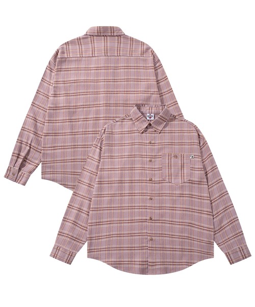 HOOK(フック)の「HOOK -original- マルチチェック柄オーバーシャツ(シャツ/ブラウス・メンズ・ベージュ/グリーン/ピンク・MEDIUM/LARGE/X-LARGE)」の3枚目の写真