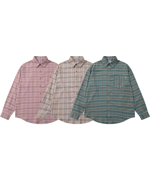 HOOK(フック)の「HOOK -original- マルチチェック柄オーバーシャツ(シャツ/ブラウス・メンズ・ベージュ/グリーン/ピンク・MEDIUM/LARGE/X-LARGE)」の4枚目の写真