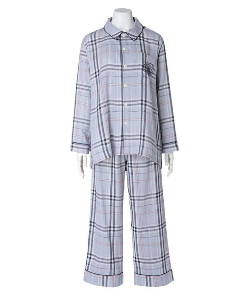KID BLUE（キッドブルー）の「キッドブルー -Ｗガーゼラインチェック -長袖パジャマ -KUBK509 -kidblue（ルームウェア/パジャマ・レディース・ネイビー/グリーン/ピンク・unisex M/unisex L/unisex XL）」の3枚目の写真