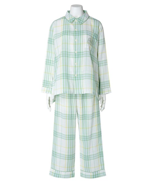 KID BLUE（キッドブルー）の「キッドブルー -Ｗガーゼラインチェック -長袖パジャマ -KUBK509 -kidblue（ルームウェア/パジャマ・レディース・ネイビー/グリーン/ピンク・unisex M/unisex L/unisex XL）」の7枚目の写真