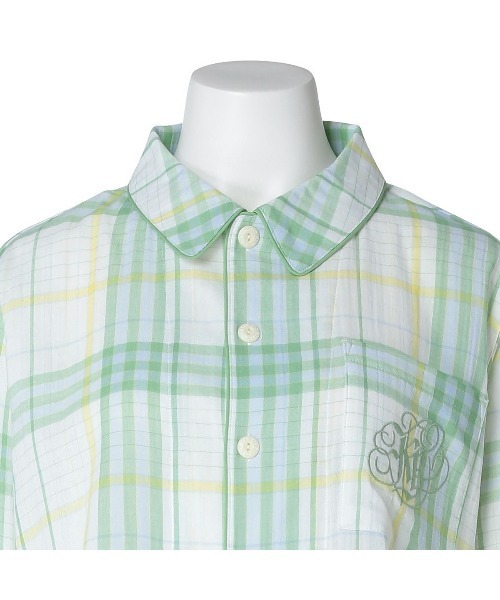 KID BLUE（キッドブルー）の「キッドブルー -Ｗガーゼラインチェック -長袖パジャマ -KUBK509 -kidblue（ルームウェア/パジャマ・レディース・ネイビー/グリーン/ピンク・unisex M/unisex L/unisex XL）」の12枚目の写真