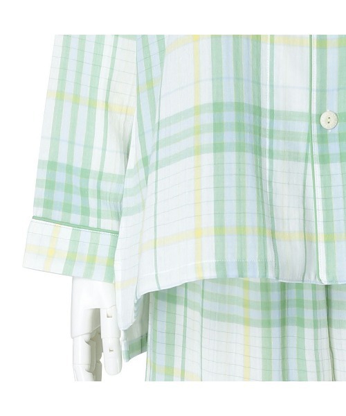 KID BLUE（キッドブルー）の「キッドブルー -Ｗガーゼラインチェック -長袖パジャマ -KUBK509 -kidblue（ルームウェア/パジャマ・レディース・ネイビー/グリーン/ピンク・unisex M/unisex L/unisex XL）」の13枚目の写真