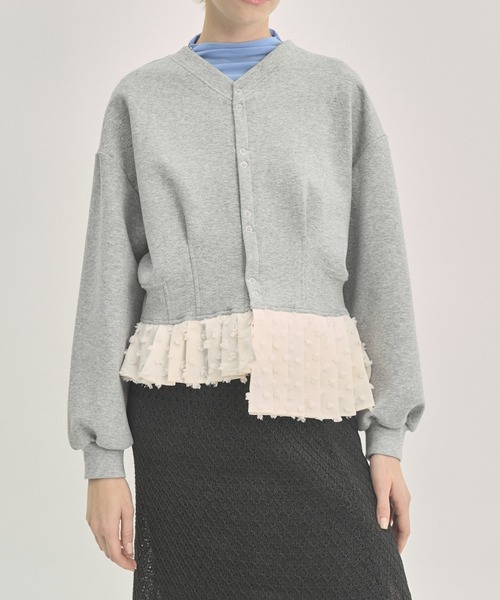 Muel Chic(ミュエルシック)の「Fond 2way CS フォンド2way カットソー(カーディガン/ボレロ・レディース・ブラック/グレー×ホワイト/オフホワイト・FREE)」の3枚目の写真