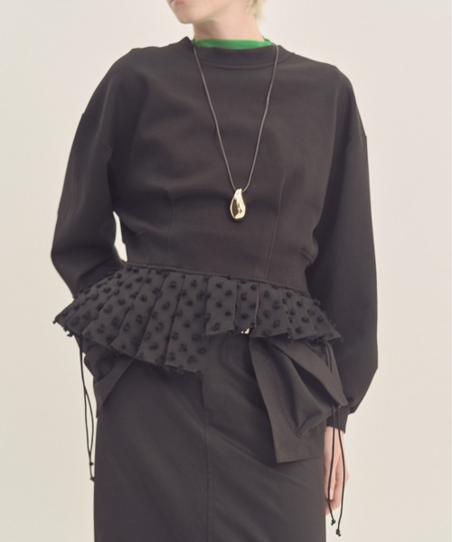 Muel Chic(ミュエルシック)の「Fond 2way CS フォンド2way カットソー(カーディガン/ボレロ・レディース・ブラック/グレー×ホワイト/オフホワイト・FREE)」の1枚目の写真