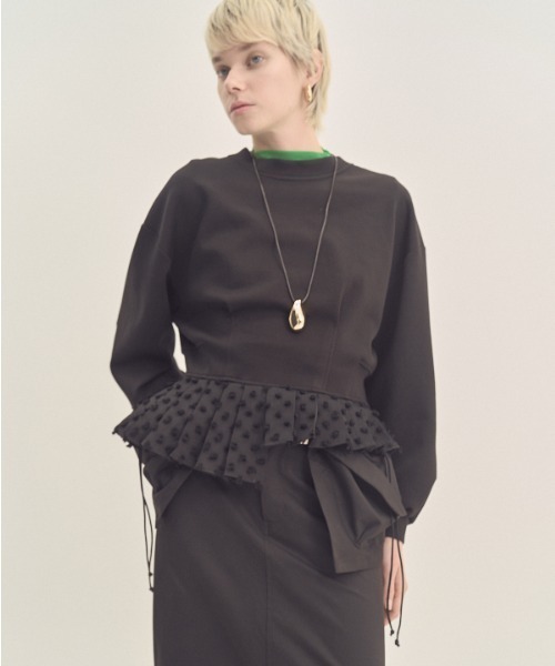 Muel Chic(ミュエルシック)の「Fond 2way CS フォンド2way カットソー(カーディガン/ボレロ・レディース・ブラック/グレー×ホワイト/オフホワイト・FREE)」の8枚目の写真