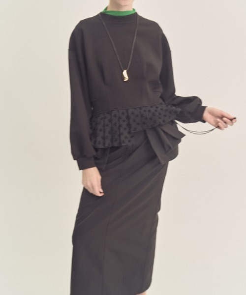 Muel Chic(ミュエルシック)の「Fond 2way CS フォンド2way カットソー(カーディガン/ボレロ・レディース・ブラック/グレー×ホワイト/オフホワイト・FREE)」の4枚目の写真