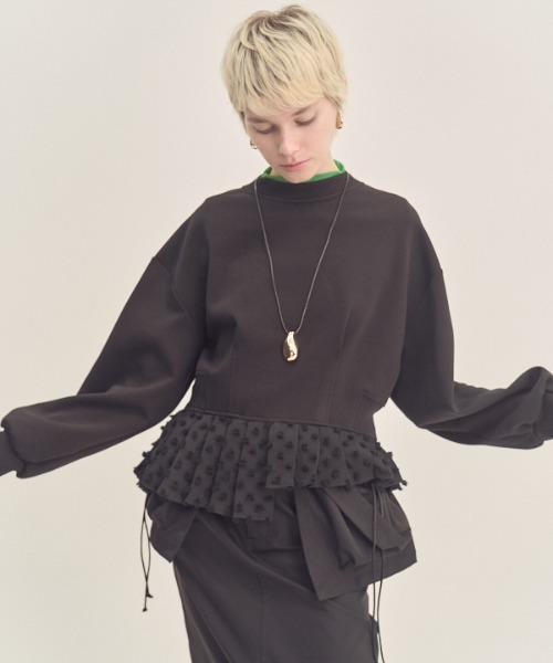 Muel Chic(ミュエルシック)の「Fond 2way CS フォンド2way カットソー(カーディガン/ボレロ・レディース・ブラック/グレー×ホワイト/オフホワイト・FREE)」の10枚目の写真
