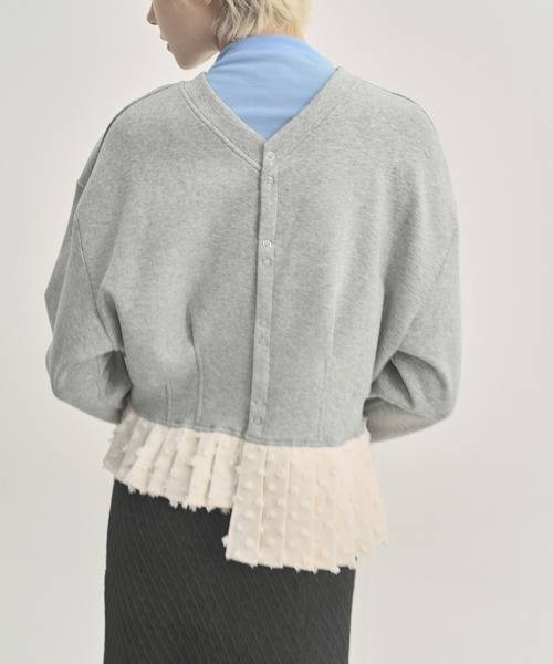 Muel Chic(ミュエルシック)の「Fond 2way CS フォンド2way カットソー(カーディガン/ボレロ・レディース・ブラック/グレー×ホワイト/オフホワイト・FREE)」の12枚目の写真