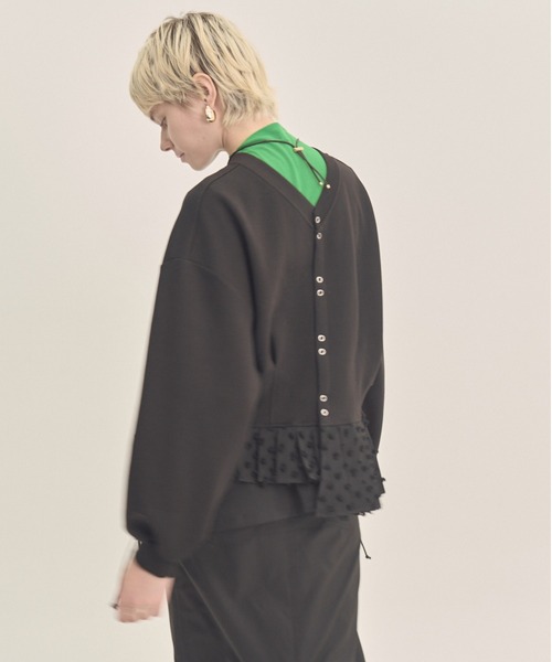 Muel Chic(ミュエルシック)の「Fond 2way CS フォンド2way カットソー(カーディガン/ボレロ・レディース・ブラック/グレー×ホワイト/オフホワイト・FREE)」の7枚目の写真