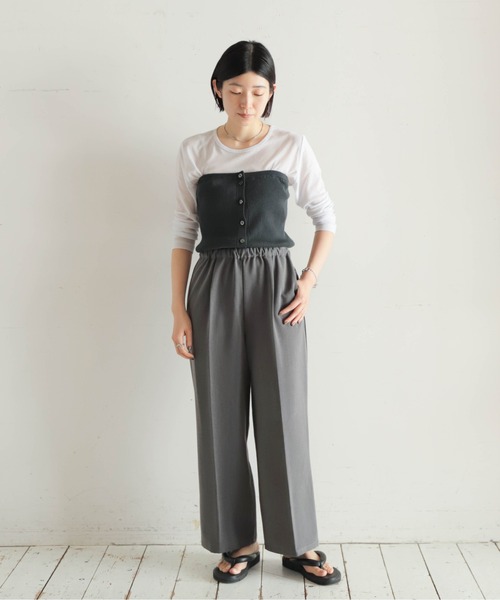 NOMBRE IMPAIR（ノンブルアンペール）の「ニットベアコンビ　2WAYパンツ（サロペット/オーバーオール・レディース・ブラウン/グレー・FREE）」の9枚目の写真