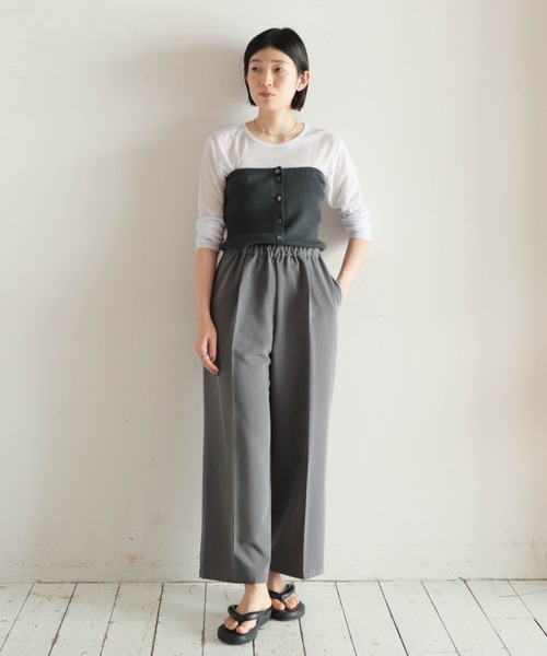 NOMBRE IMPAIR（ノンブルアンペール）の「ニットベアコンビ　2WAYパンツ（サロペット/オーバーオール・レディース・ブラウン/グレー・FREE）」の8枚目の写真