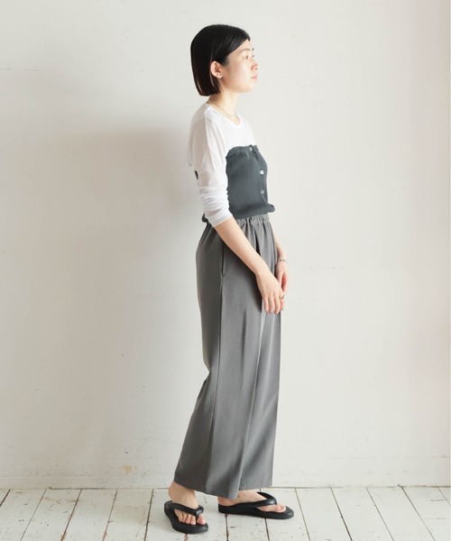 NOMBRE IMPAIR（ノンブルアンペール）の「ニットベアコンビ　2WAYパンツ（サロペット/オーバーオール・レディース・ブラウン/グレー・FREE）」の4枚目の写真