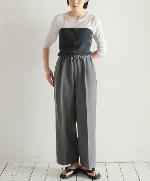 NOMBRE IMPAIR（ノンブルアンペール）の「ニットベアコンビ　2WAYパンツ（サロペット/オーバーオール・レディース・ブラウン/グレー・FREE）」の6枚目の写真