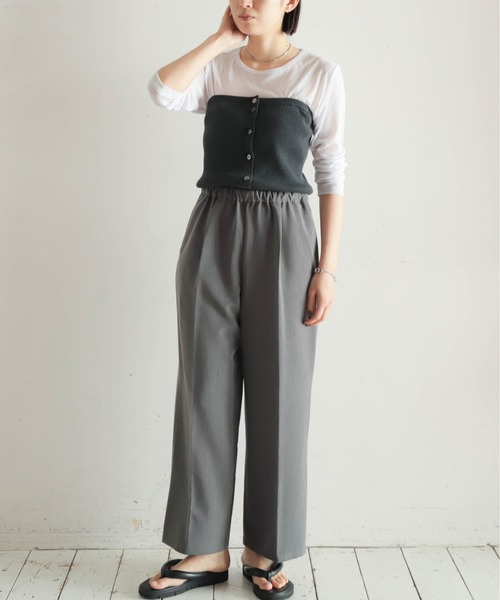 NOMBRE IMPAIR（ノンブルアンペール）の「ニットベアコンビ　2WAYパンツ（サロペット/オーバーオール・レディース・ブラウン/グレー・FREE）」の5枚目の写真