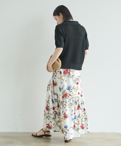 Shelly island（シェリーアイランド）の「ゴールドボタンスキッパーポロサマーニット（ニット/セーター・レディース・ホワイト/ブラック・FREE）」の8枚目の写真