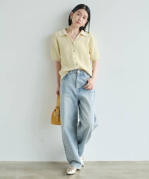 Shelly island（シェリーアイランド）の「ゴールドボタンスキッパーポロサマーニット（ニット/セーター・レディース・ホワイト/ブラック・FREE）」の17枚目の写真