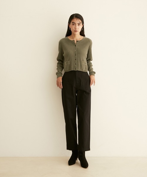 SALON adam et rope'（サロン アダム エ ロペ）の「【ZOZOTOWN限定】ストレッチチノべイカーパンツ（チノパンツ・レディース・ブラック/ベージュ/カーキ・マルチサイズ）」の4枚目の写真