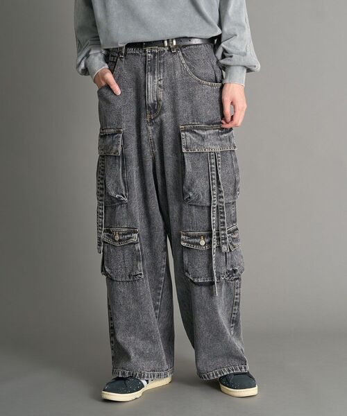 CRAFT STANDARD BOUTIQUE(クラフトスタンダードブティック)の「デニムテクノカーゴパンツ(デニムパンツ・メンズ・インディゴブルー/ブラック・L/M/XL)」の3枚目の写真