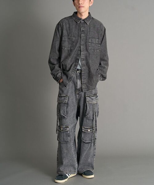 CRAFT STANDARD BOUTIQUE(クラフトスタンダードブティック)の「デニムテクノカーゴパンツ(デニムパンツ・メンズ・インディゴブルー/ブラック・L/M/XL)」の7枚目の写真