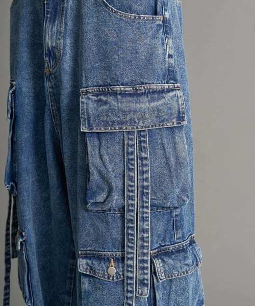 CRAFT STANDARD BOUTIQUE(クラフトスタンダードブティック)の「デニムテクノカーゴパンツ(デニムパンツ・メンズ・インディゴブルー/ブラック・L/M/XL)」の21枚目の写真