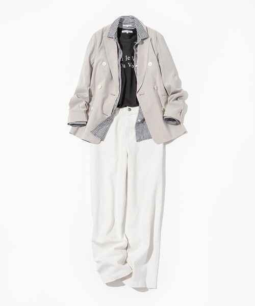 セール】【洗える】リネンレーヨンストレッチ ダブル ジャケット