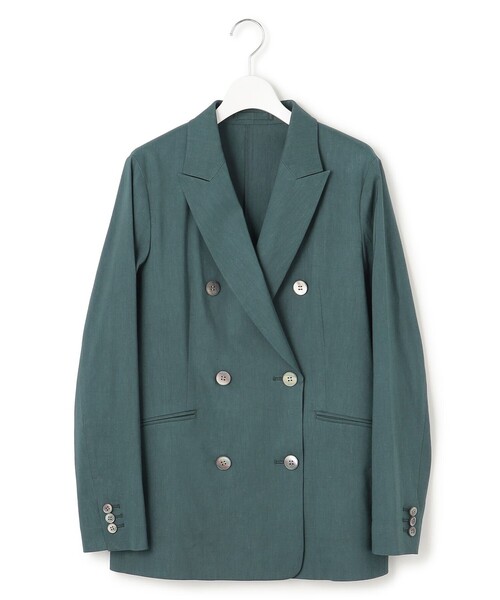 セール】【洗える】リネンレーヨンストレッチ ダブル ジャケット