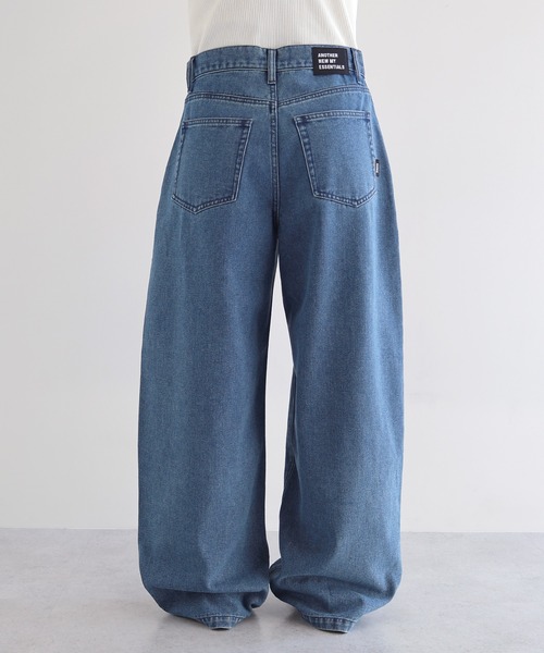 pinue タックステッチデニムパンツ (ブルー) CALLNE】1Tuck Wide Straight Deinm / 1タックワイドストレート