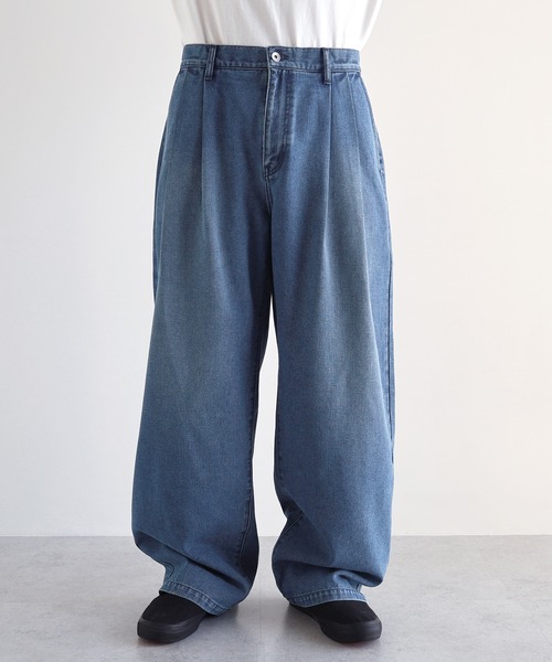 ANME（アンメ）の「【新色追加】ルーズデニムタックワイドパンツ（デニムパンツ・レディース・ブルー/オフホワイト/ブラック/ベージュ/ブラウン・XXL/XL/L/M）」の9枚目の写真