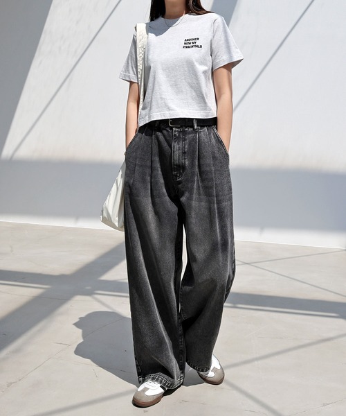 新色追加】ルーズデニムタックワイドパンツ（デニムパンツ）｜ANME