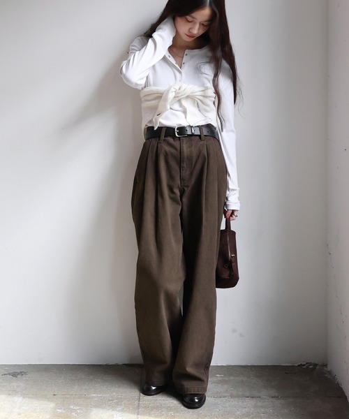 ティーズ ページ. 新色追加】ルーズデニムタックワイドパンツ（デニムパンツ