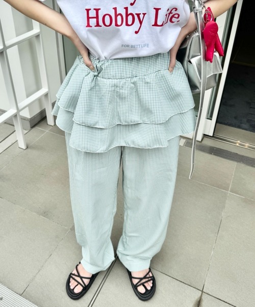 SOLLON.(ソルロン)の「ウエストフリルチェックパンツ(その他パンツ・レディース・レッド/ミント・FREE)」の3枚目の写真