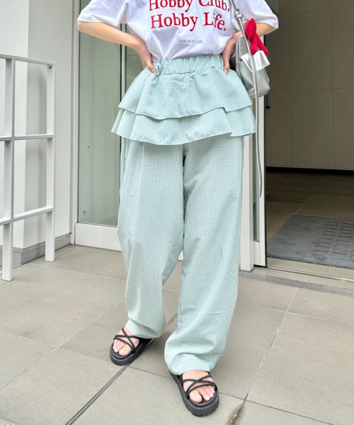 SOLLON.(ソルロン)の「ウエストフリルチェックパンツ(その他パンツ・レディース・レッド/ミント・FREE)」の7枚目の写真