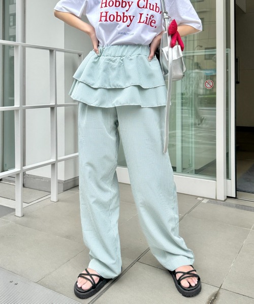 SOLLON.(ソルロン)の「ウエストフリルチェックパンツ(その他パンツ・レディース・レッド/ミント・FREE)」の4枚目の写真
