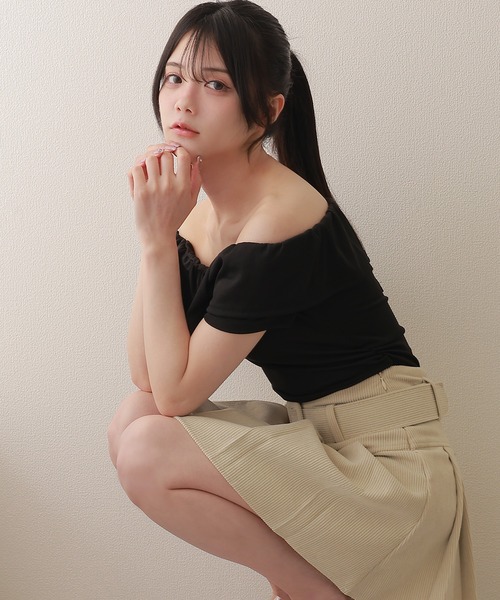 M DOLLY（エムドリー）の「corduroy pleats mini skirt/コーデュロイプリーツミニスカート（スカート・レディース・ブラック/ベージュ・XS/S/M）」の4枚目の写真