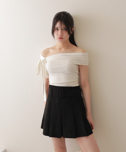 M DOLLY（エムドリー）の「corduroy pleats mini skirt/コーデュロイプリーツミニスカート（スカート・レディース・ブラック/ベージュ・XS/S/M）」の6枚目の写真