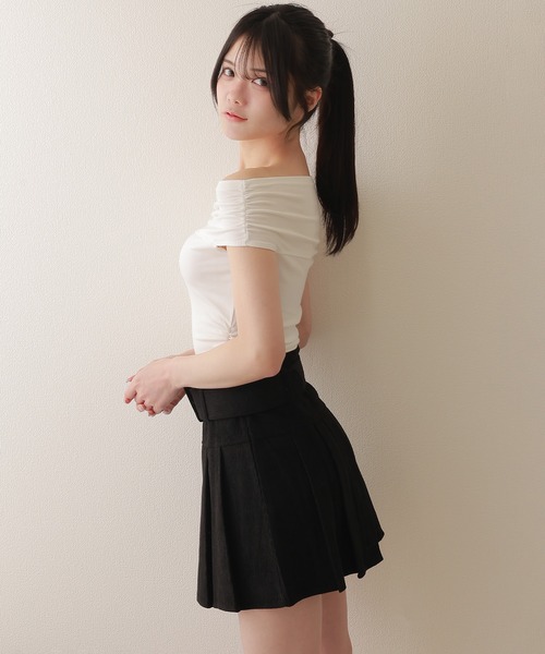 M DOLLY（エムドリー）の「corduroy pleats mini skirt/コーデュロイプリーツミニスカート（スカート・レディース・ブラック/ベージュ・XS/S/M）」の7枚目の写真